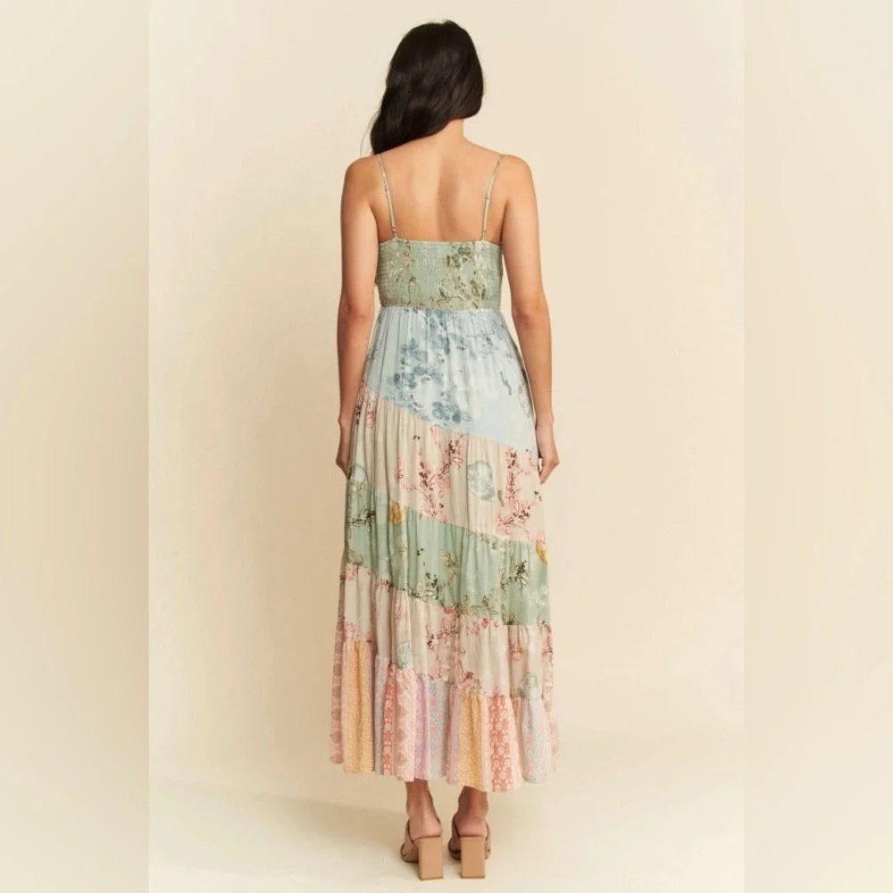 Boho Floral Patchwork Tiered Maxi Dress - Davi & Dani - Picture 2 of 7